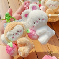 Set Gantungan Kunci Boneka Plush Seri Peach Kawaii Trendi, Boneka Magnetik Interaktif yang Dapat Diregangkan dengan Fungsi Dompet Koin, Tas Lucu, Hadiah Terbaik