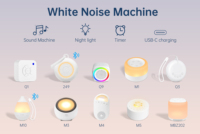 Machine à bruit blanc portable avec minuterie, machine sonore pour apaiser le sommeil des bébés, veilleuse RGB, batterie rechargeable 1800 mAh pour les personnes âgées
