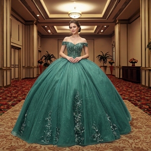 Vestido <span class=keywords><strong>de</strong></span> Gala Moderno para Adultos con Encaje, Vestido <span class=keywords><strong>de</strong></span> Fiesta Colorido para Ceremonia o Examen Artístico, <span class=keywords><strong>Vestidos</strong></span> <span class=keywords><strong>de</strong></span> 15 Años, Verde - Product Image 1