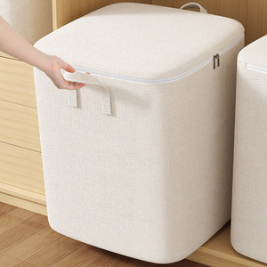 Cotton Linen Storage Bag Off White Rectangle Large Capacity Clothing Organizer Moving Seasonal Storage - Product Image 2