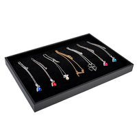 Vente en gros Bagues en velours noir 35*24 cm cuir PU Colliers Pendentifs Bracelets Boucles d'oreilles Plateaux de rangement pour bijoux Affichage boutique