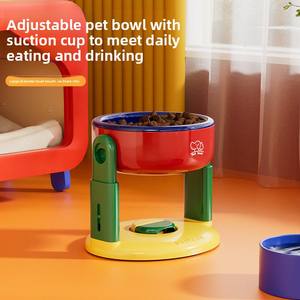 Mangkuk hewan peliharaan, perlindungan tinggi dapat diatur miring mangkuk hisap anjing mangkuk makanan tongkat tanah mencegah ketukan angkat mudah untuk kucing - Product Image 5