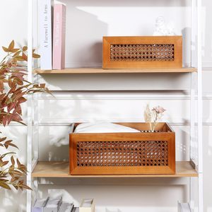 Caja de Almacenamiento de Mimbre de Madera Maciza CF, <span class=keywords><strong>Cesta</strong></span> de Almacenamiento Rectangular de 4 Tamaños, Estantería de Mimbre, Juego de Cajas de Almacenamiento para Toallas - Product Image 6