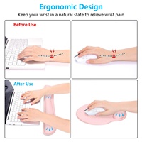 Ensemble de tapis de souris et de clavier en gel rose clair, dessin animé, repose-poignets ergonomique, base en mousse à mémoire de forme, base en caoutchouc, couleur/logo personnalisé, utilisation au bureau