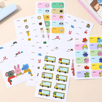 Étiquettes personnalisées pour enfants avec nom d'animal de dessin animé, 2 pièces par sachet, autocollants nominatifs multi-usages pour la papeterie scolaire, boîte à lunch et cahier