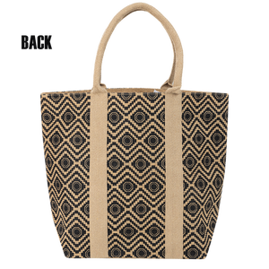 กระเป๋าชายหาดผ้าปอกระเจาแฟนซีสำหรับผู้หญิงเป็นมิตรกับสิ่งแวดล้อมและมีกระเป๋าที่มีลวดลายสีเทาเข้มและมีที่จับบุด้วยผ้าฝ้าย - Product Image 6