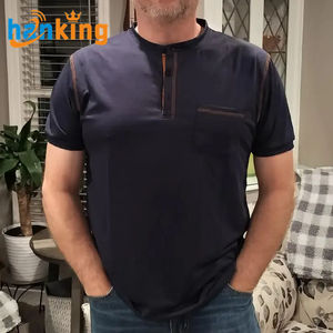 Camiseta Henley de Manga Corta para Hombre Ehanking, Informal, de Color Sólido, Transpirable, para Golf, Deportes, con Bolsillo de Poliéster - Product Image 5