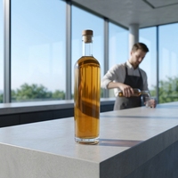 Bouteille en verre de 750 ml et 1000 ml pour bourbon et whisky écossais, logo personnalisé et vente en gros, bouteille cylindrique transparente de qualité supérieure, très vendue