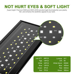 Fullgain 14W 30CM WRGB Dimmable Clip On Fresh Water <span class=keywords><strong>24</strong></span>/7 Fish Tank Light <span class=keywords><strong>Aquarium</strong></span> Day Night Led Lamp <span class=keywords><strong>Aquarium</strong></span> Light For Plant - Product Image 2