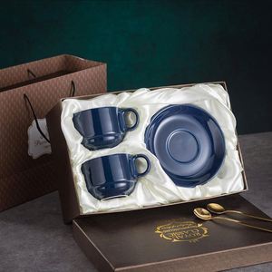 Top Selling Handmade Premium Gold Rim Coffee <b>Cup</b> Saucer Set Gold Spoon UV Printed Custom Logo Father's Day Luxury Gift Box - Product Image 1