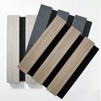Panneau décoratif insonorisant écologique en gros pour intérieurs, panneau en bois à grille doublé de feutre, panneau mural en bois à grille en feutre de polyester