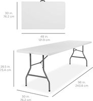 Zhejiang 8 pieds 240*70 Long étroit pliable jardin salle à manger en plein air blanc 8ft 6ft en plastique Portable Table pliante