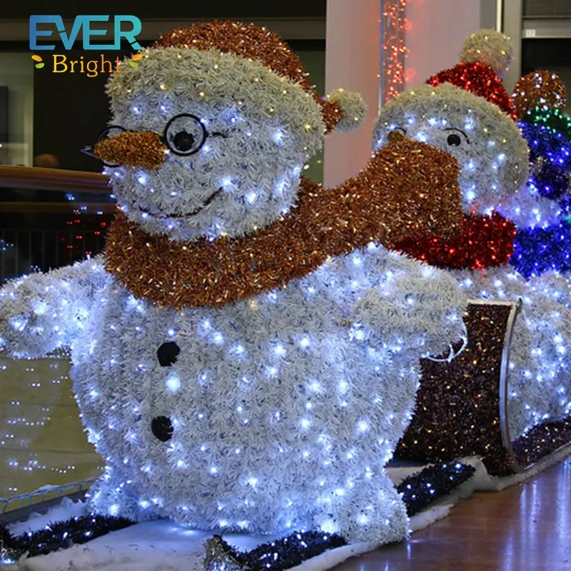 Decoración navideña para exteriores, luces led gigantes 3D, escultura de luz con motivo de muñeco de nieve