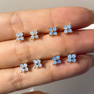 Cute Korean <b>Earrings</b> Custom Fashion Gold Plated Opal Zircon Flower <b>Earrings</b> for Women - Product Image 1