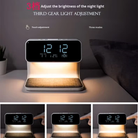 Pengisi Daya Nirkabel Pintar dengan Jam LED & Pengisian Cepat GaN 15W untuk iPhone 15/14, Samsung Galaxy, Stasiun Meja Samping Tempat Tidur