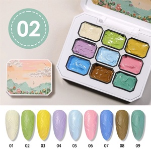 1pc Solid Color Nail Polish Glue 9-grid Color Painting Glue High Saturation Thick Gradient Patting Glue Nail Art Creation 3D DIY - Product Image 6