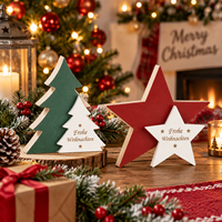 Décoration de Noël Pafu pour cheminée et table, 2 styles, motif étoile, Joyeux Noël, en bois rustique