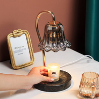 Lampe d'ambiance rétro américaine à base de marbre avec abat-jour en verre gris fumé, régulation de température, pour aromathérapie et chauffe-cire