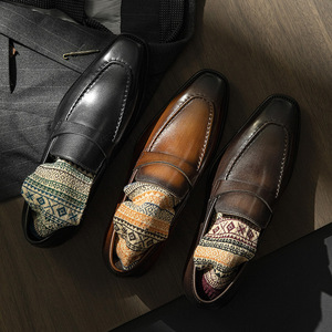 Chaussures Oxford pour hommes en cuir véritable pleine fleur, confortables, haut de gamme, pour mariage, antidérapantes, respirantes, à enfiler - Product Image 2