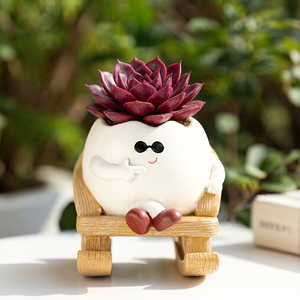 Adorable pot de fleurs en résine éco-responsable léger avec visière décorative pour le <span class=keywords><strong>jardin</strong></span>, idéal pour Thanksgiving - Product Image 3
