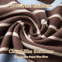 Maßgefertigte 100% Kaschmir Gestreifte Knopf-Strickjacke für Damen mit O-Ausschnitt Koreanischer Helan Mt Ningxia 16,2µm Stoll-Maschinenstrick OEM Winter