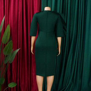 D608 Ultimo Modello di <span class=keywords><strong>Abiti</strong></span> Primaverili da Donna, Casual ed Elegante con Collo Tondo, Maniche a Tre Quarti e Volant, <span class=keywords><strong>Abiti</strong></span> Africani per Abbigliamento Femminile - Product Image 5