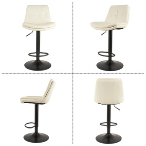 Modern Adjustable Height Swivel Water Resistant Commercial Use <b>Bar</b> <b>Stools</b> Double-Layered Cushion Backrest Faux <b>Leather</b> Iron Gym - Product Image 2