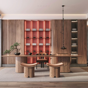 Gabinetes de madera personalizados para sala de estar, nuevo diseño de comedor y almacenamiento de vino de estilo chino, juego de mesas y sillas elegantes - Product Image 1