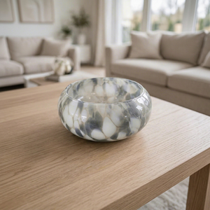 Bol en verre rond de luxe avec motif galet, passe au lave-vaisselle, récipient décoratif moderne pour la maison - Product Image 1