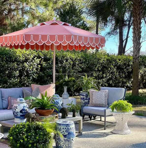 Parasol pour extérieur rose personnalisé pour piscine d'hôtel Parasol pour pétoncles <span class=keywords><strong>bord</strong></span> <span class=keywords><strong>de</strong></span> <span class=keywords><strong>mer</strong></span> Cadre en aluminium Parasol pour patio et café Parasol pour jardin et plage - Product Image 1