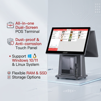 Système de caisse enregistreuse tout-en-un à double écran tactile OEM Windows 15,6 pouces, terminal de point de vente pour restaurant, supermarché