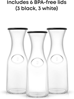 Carafe en verre transparente de 32 oz, 500 ml, 1 litre, ronde, pour servir des boissons, avec couvercle, pour bar à mimosa, brunch, eau froide, jus