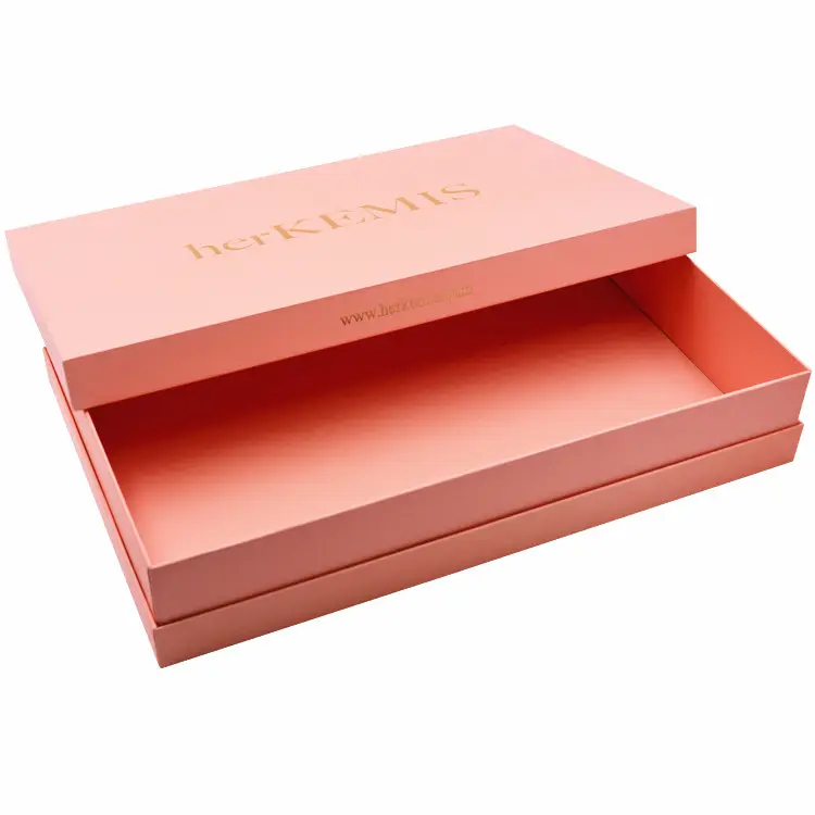 Individuelles logo basis karton box mit deckel verpackung luxus kleid rosa geschenk box für seide schals verpackung haar perücke