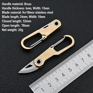 Couteau pliant porte-clés en laiton avec mousqueton, <span class=keywords><strong>mini</strong></span>-couteau utilitaire de poche en acier 9Cr, ouvre-colis EDC pour le transport quotidien - Product Image 6