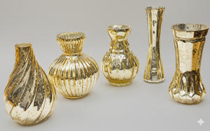 Vase en verre doré vintage, centre de table décoratif antique pour la maison, les mariages et les fêtes, pot à fleurs de luxe moderne pour table, ornement - Product Image 5