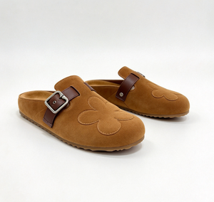 Sandalias Planas de Verano R+ de Ante Sintético con Punta Cerrada para Mujer, con Correa de Hebilla y Grabado Floral, Suela de Corcho, Estilo Mule - Product Image 2