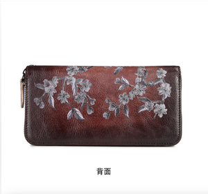 Long Wallet Purse for Women Girls Genuine Cow Leather Fashion Retro Zipper <b>Clutch</b> Bags Multifunction Casual High - Product Image 2