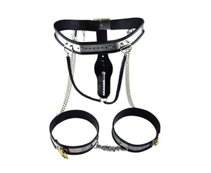 Erótico BDSM ajustable <span class=keywords><strong>mujer</strong></span> cerradura <span class=keywords><strong>de</strong></span> Metal cinturón <span class=keywords><strong>de</strong></span> <span class=keywords><strong>castidad</strong></span> con muslo anillos - Product Image 3