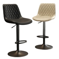 Tabouret de bar en cuir de design nordique pour restaurant, îlot de cuisine, chaise de bar haut de gamme