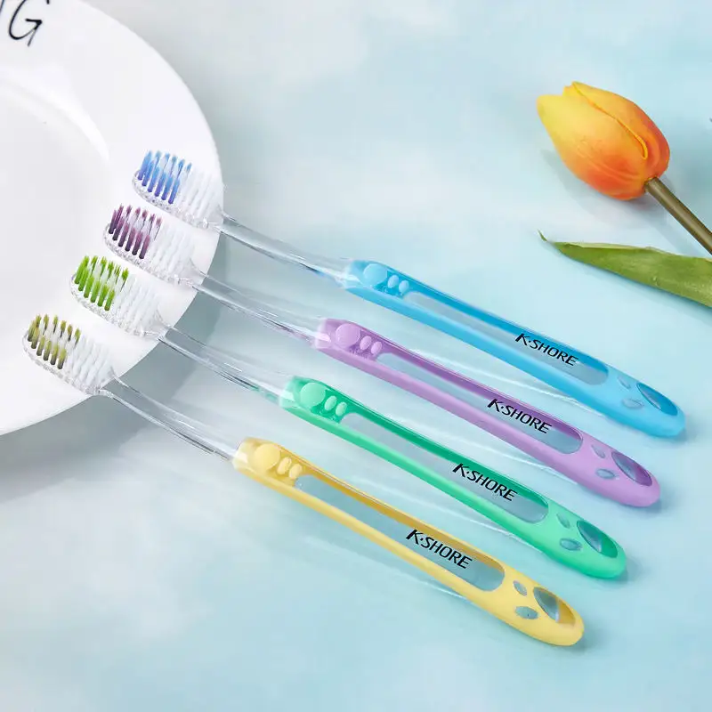 wholesale Toothbrush Super Soft Bristles High-density Deep Cleaning Crystal clear brush handle Toothbrush