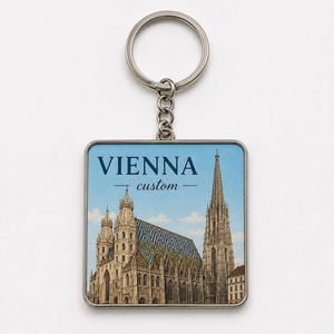 Porte-clés personnalisés en gros de haute qualité, souvenirs de voyage classiques européens, design classique autrichien, porte-clés avec les monuments de Vienne - Product Image 3