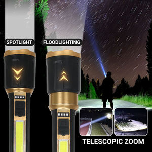 ไฟฉาย LED แบบสองแสง ชาร์จผ่าน USB ซูมได้ ไฟฉายยุทธวิธี พร้อมไฟสปอตไลท์ด้านหน้า ไฟ COB ด้านข้าง และไฟแสดงสถานะพลังงาน - Product Image 3