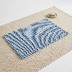 Tapis de bain en chenille rectangulaire, couleur unie, antidérapant, avec support en caoutchouc, épaisseur moyenne, style uni, pour usage domestique, lavable en machine - Product Image 2