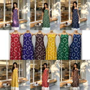 Vestido Africano Nuevo con Estampado Tie Dye, Falda Larga con Cuello Descubierto, Falda Larga Degradada para Mujer, Ropa Casual <span class=keywords><strong>de</strong></span> Fiesta, Venta al Por Mayor - Product Image 1