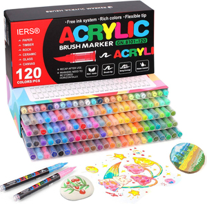 Marcadores de Pintura Acrílica de <span class=keywords><strong>120</strong></span> Colores con Punta de Pincel, <span class=keywords><strong>Rotuladores</strong></span> de Pintura Acrílica con Control Automático de Tinta, <span class=keywords><strong>Rotuladores</strong></span> Acrílicos Resistentes al Agua, Suministros para Manualidades y Arte - Product Image 1