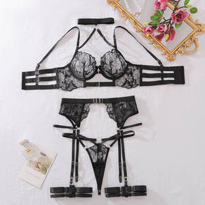 <span class=keywords><strong>Di</strong></span> fascia alta lussuosa Lingerie ricamata set <span class=keywords><strong>di</strong></span> mutandine per donna pizzo erotico Sexy biancheria intima da donna - Product Image 6