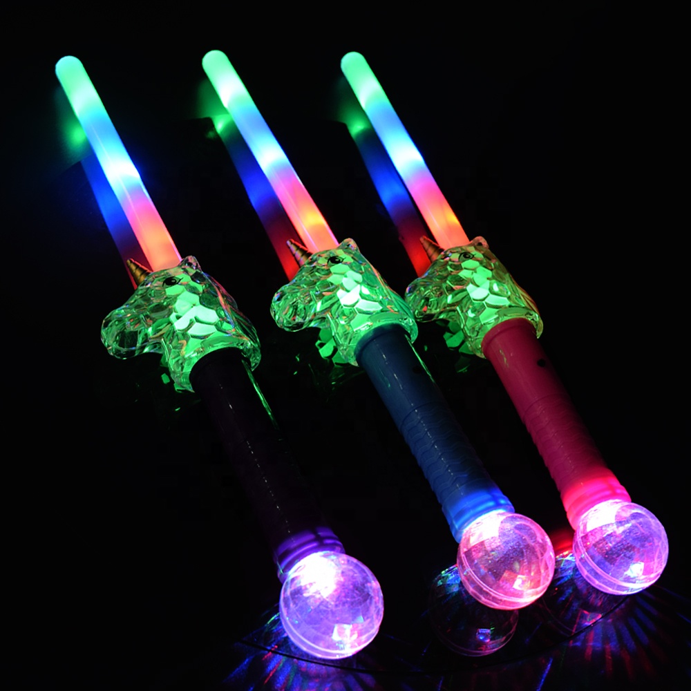 Promotional Unicorn Light Up LED Flashing Magic Stick Toys