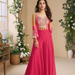 DesignerHeavy Chinon Silk con estampado digital con Emb .. trabajo de secuencia y traje de trabajo de espejo ropa de fiesta - Product Image 1