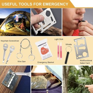 Ensemble d'équipement de survie en plein air 21x10x15cm Outils multifonctionnels compacts Kit d'urgence pour le camping avec fournitures de premiers soins - Product Image 3