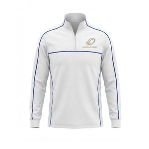 Survêtement d'entraînement personnalisé blanc et bleu à motifs géométriques |   Ensemble d'entraînement de football à demi-zip OEM ODM - Product Image 3